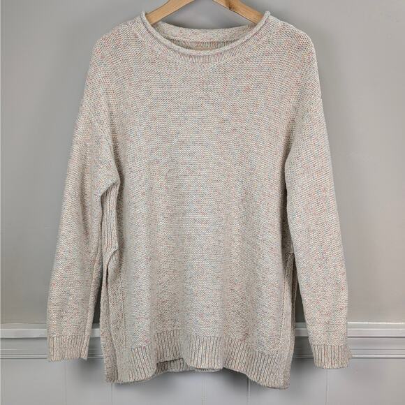 Lou & Grey Multicolor Speckled Cream Rolled Neck Warm Cozy Knit Sweater Large - Picture 1 of 9